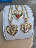 Virgen de Guadalupe corazon con rosas necklace