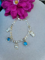 Blue owl charm bracelet