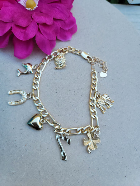 Good luck charm bracelet  14k gold plated